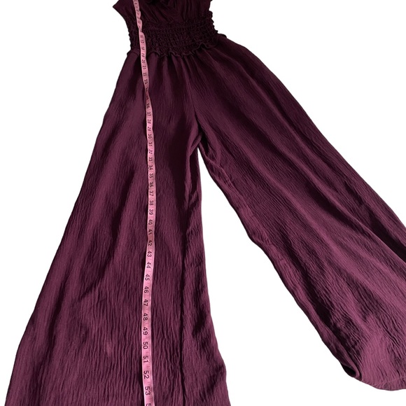 Max Studio pantsuit, size xsmall, 100% polyester, smocked waist, burgundy (NWT) - Picture 8 of 13